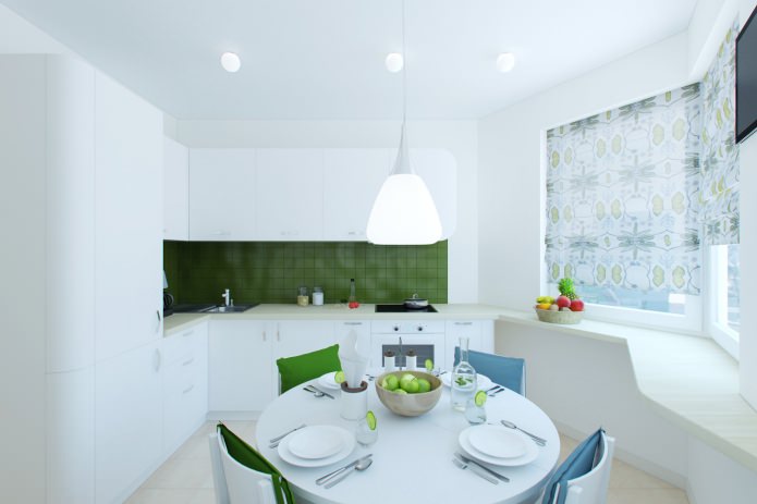 Küche-Esszimmer im Design einer Wohnung von 55 qm. m.