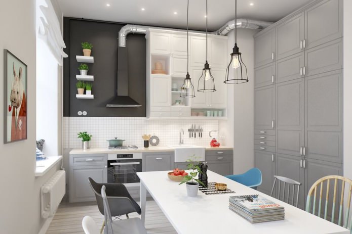 kitchen in the design project of an apartment of 100 sq. m.