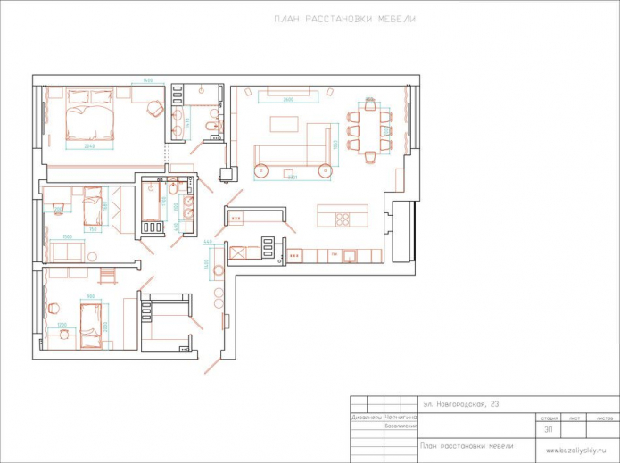 apartment plan 145 sq. m.