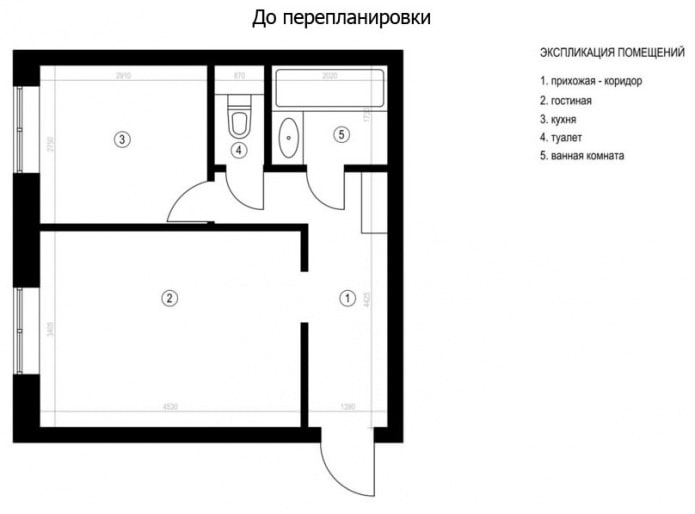 ang layout ng apartment ay 37 sq. m