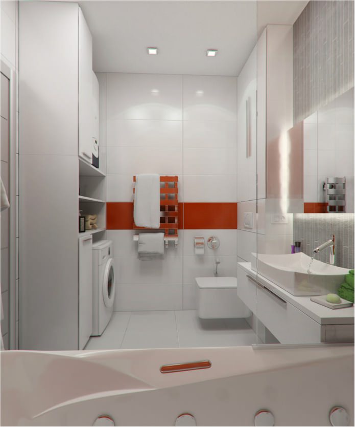 Badezimmer in der Innenarchitektur eines Studio-Apartments von 47 qm. m.