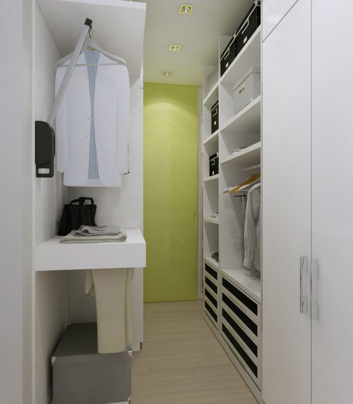 dressing room in the interior design of a studio apartment of 47 sq. m.