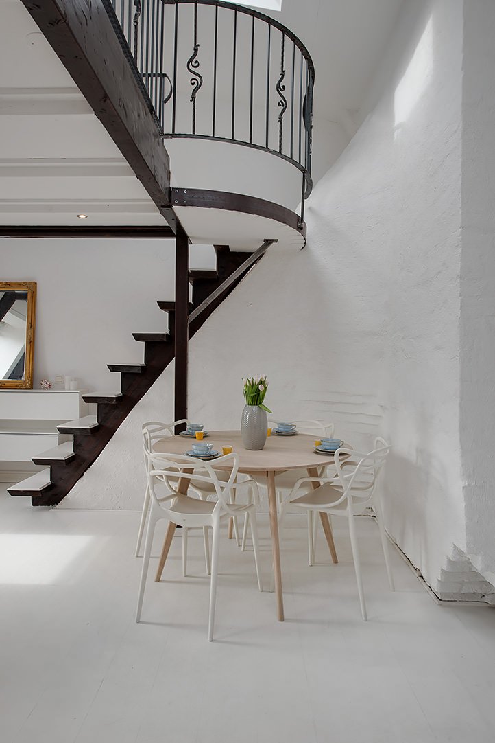 staircase in a mansard-type apartment
