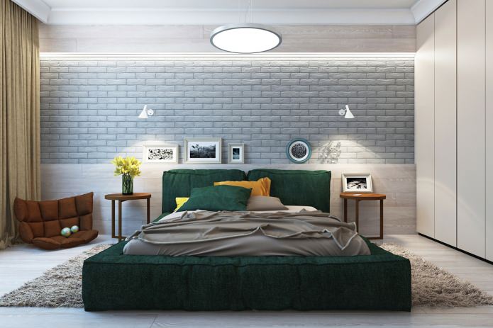 hálószoba egy modern, gyönyörű lakásban
