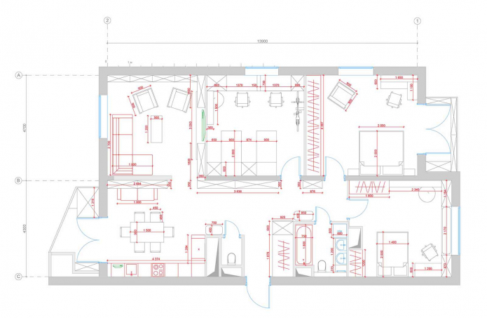 4-room apartment layout