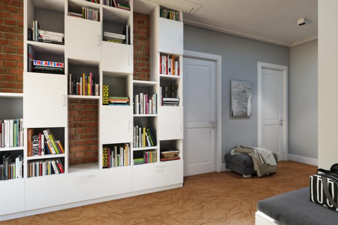 hallway with bookshelf