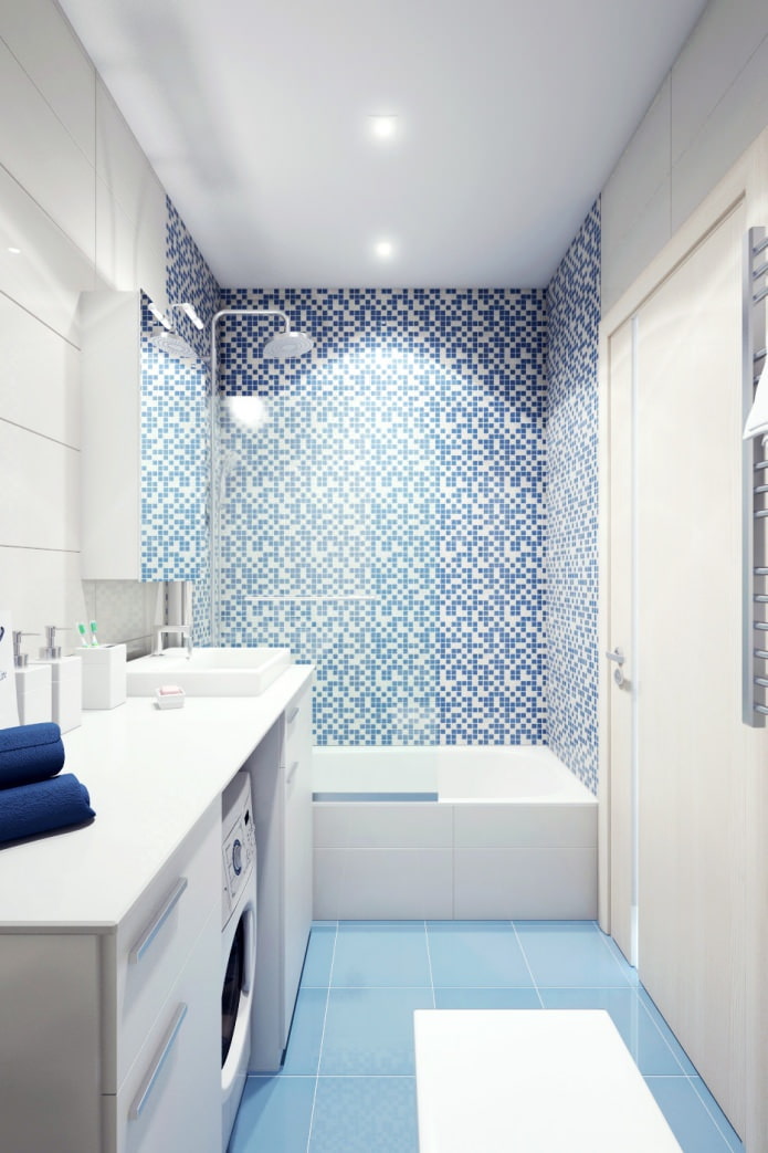 bathroom in the design of a two-room apartment in a panel house