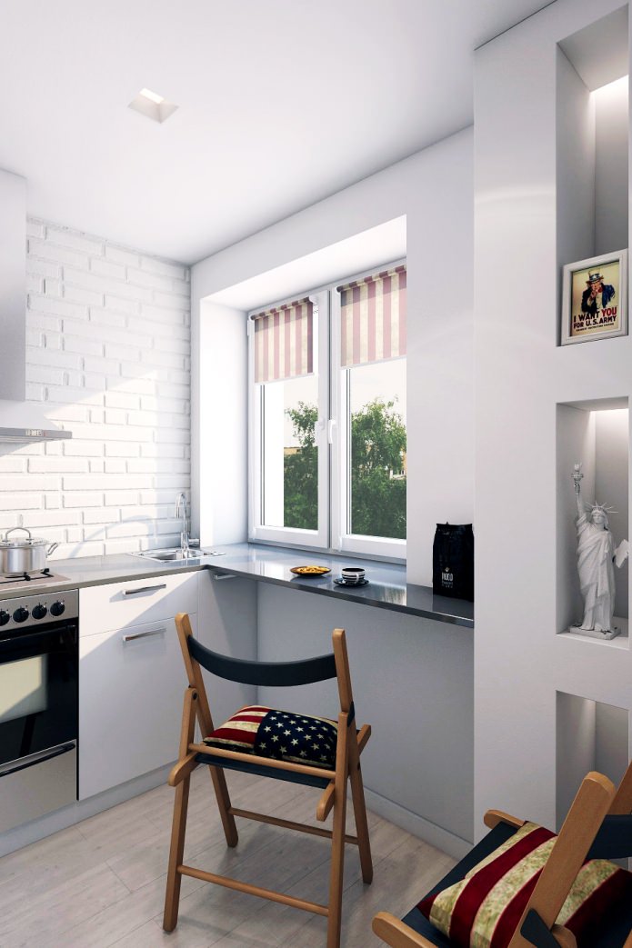 kitchen in the design of a two-room apartment in a panel house