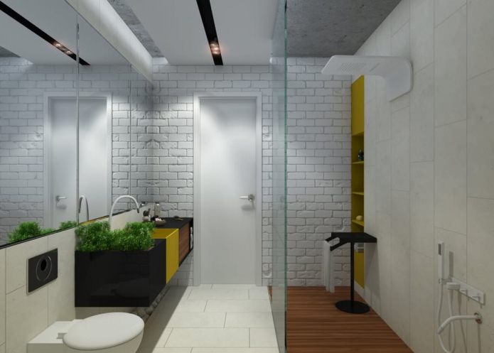 fürdőszoba egy 2 szobás lakás belsejében 65 nm. m.