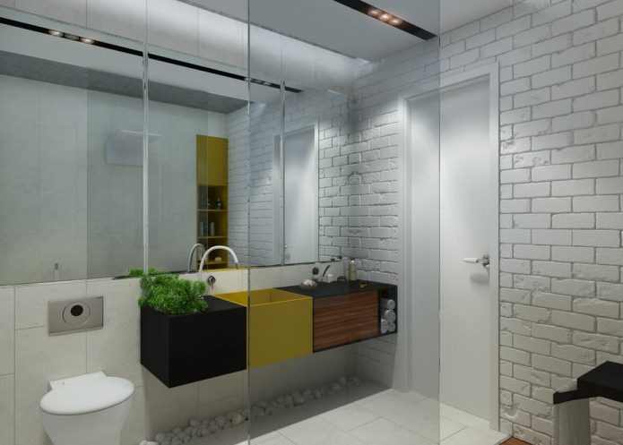 bathroom in the interior of a 2-room apartment 65 sq. m.