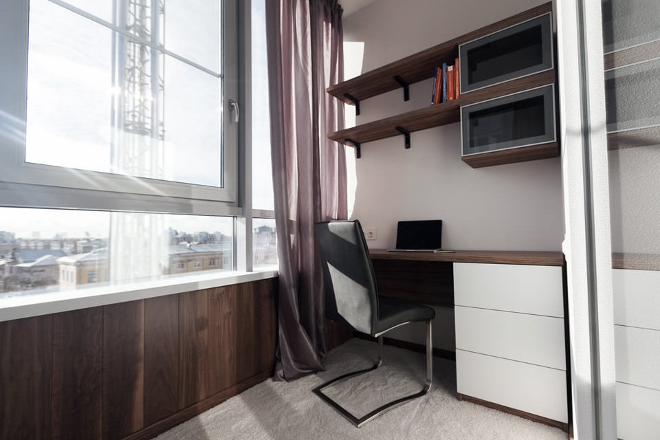 an office in the design of an apartment of 64 sq. m.