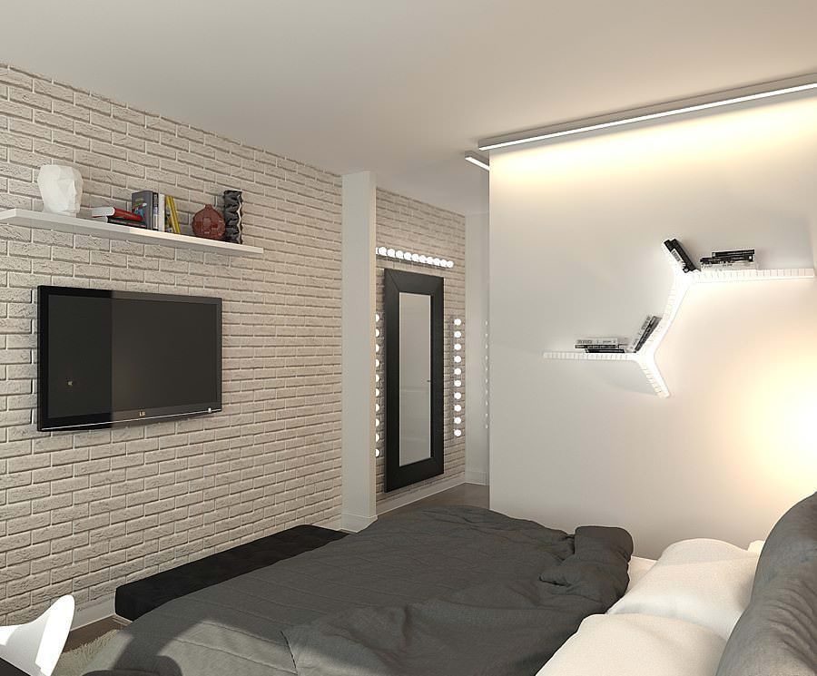 photo of the project of a 2-room apartment: bedroom