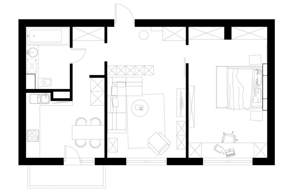 the layout of the kopeck piece is 57 sq. m.