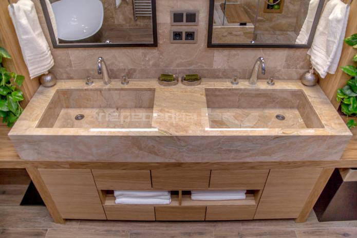 marble sinks in large bathroom design