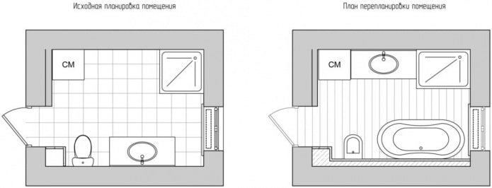 bathroom layout 8 sq. m.