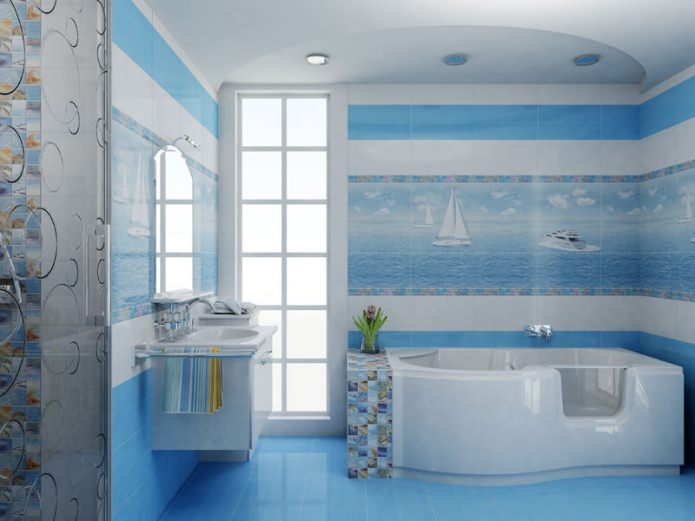 ห้องน้ำโทนสีฟ้า