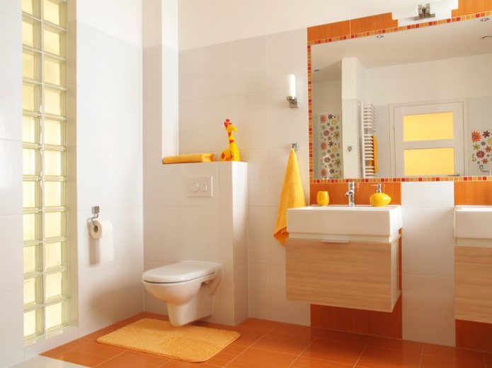 orangefarbenes Badezimmerdesign