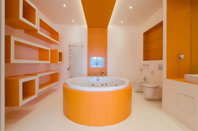 Narancssárga fürdőszoba kialakítás