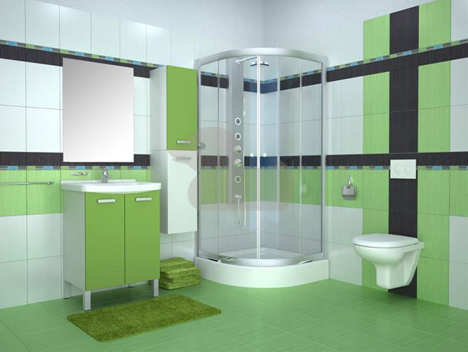 zöld fürdőszoba kialakítása