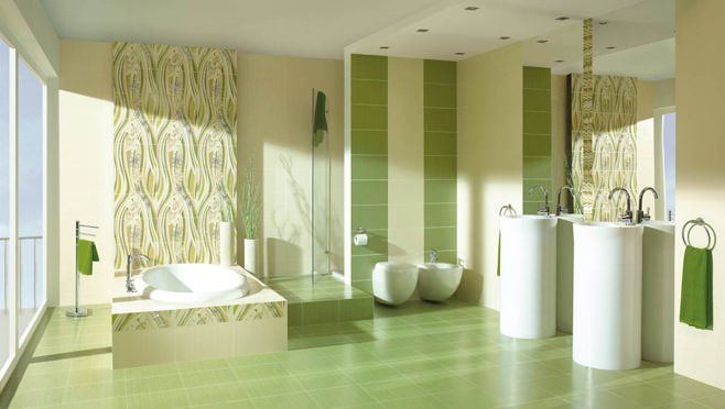 Foto eines grünen Badezimmers