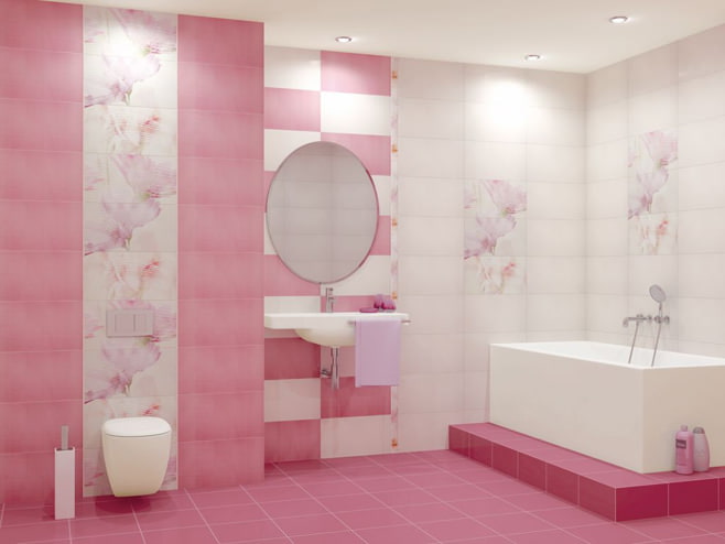 rózsaszín fürdőszoba fénykép