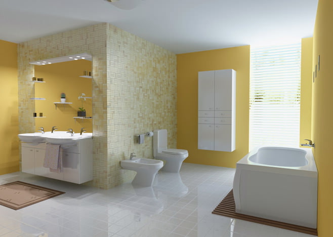 Badezimmer in Gelb