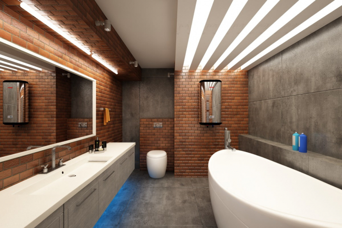 осветљење у унутрашњости купатила у стилу поткровља