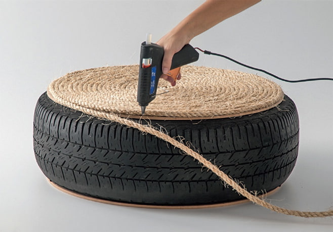 DIY Ottomane aus Reifen