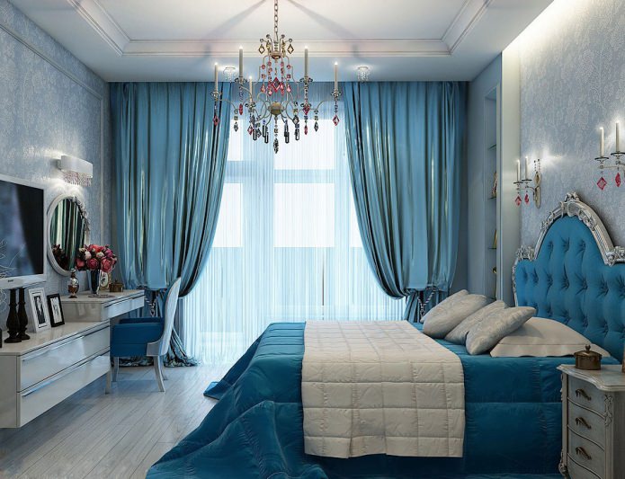 ентеријер плава спаваћа соба