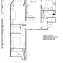 Egy 90 négyzetméteres lakás modern tervezési terve. m-1