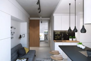 Modern kialakítása egy egyszobás apartman, 43 négyzetméter. m-re a Geometrium stúdiótól