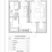 Modernong disenyo ng isang isang silid na apartment na 43 sq. m. mula sa Geometrium-2 studio