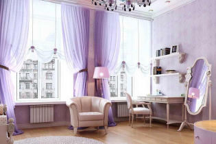 Lavendel Interieur: Kombination, Stilwahl, Dekoration, Möbel, Vorhänge und Accessoires