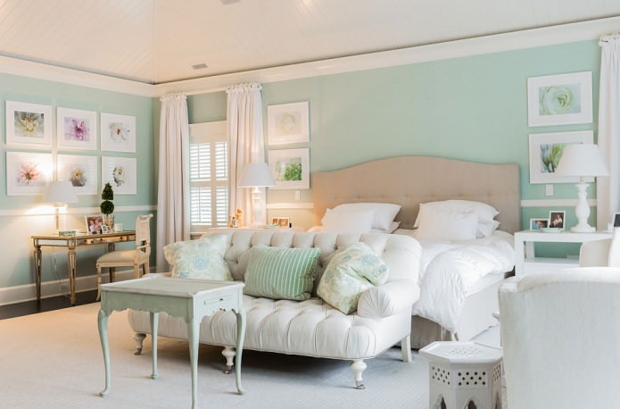 Bedroom interior decoration in pastel colors