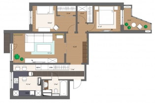 Modern design of a 3-room apartment in a house of the P-3 series