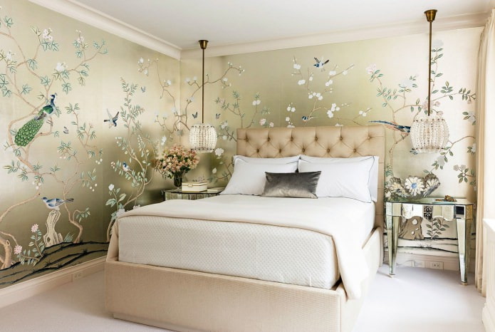 The choice of wallpaper for the bedroom: design, photo, combination options