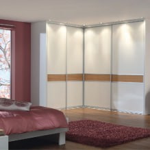 Sarok szekrény a hálószobában: típusok, tartalom, méretek, design-6