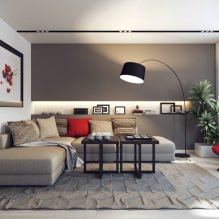 Mga modernong sulok na sofa sa loob ng sala-8