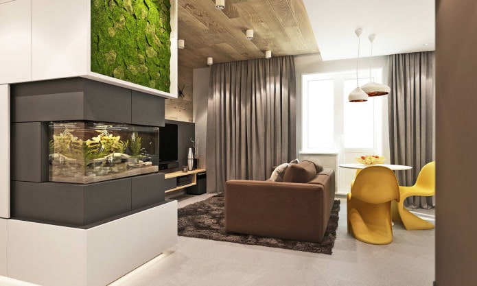 Disenyo ng proyekto ng isang 3-silid na apartment sa isang modernong istilo