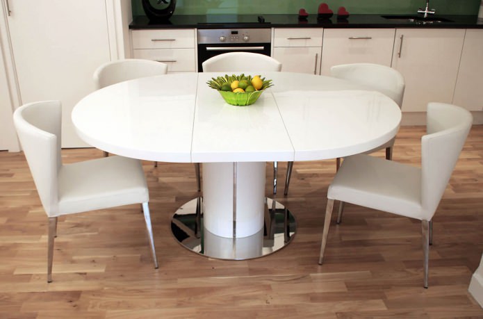 Dining table in the interior of the kitchen: the best ideas and photos