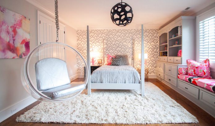 Schlafzimmerdesign für ein Mädchen: Fotos, Designmerkmale
