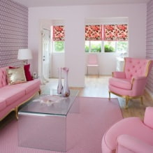 การออกแบบห้องนั่งเล่นสีชมพู: ตัวอย่างภาพถ่าย 50 ภาพ-5