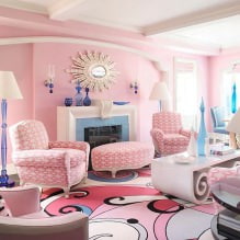 Дизајн дневне собе у ружичастој боји: 50 примера фотографија-7