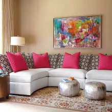 การออกแบบห้องนั่งเล่นสีชมพู: ตัวอย่างภาพถ่าย 50 ภาพ-8