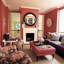 การออกแบบห้องนั่งเล่นสีชมพู: ตัวอย่างภาพถ่าย 50 ภาพ-18