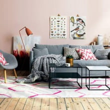 Дизајн дневне собе у ружичастој боји: 50 примера фотографија-20