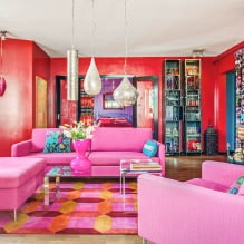 Дизајн дневне собе у ружичастој боји: 50 примера фотографија-2