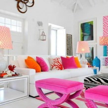 Дизајн дневне собе у ружичастој боји: 50 примера фотографија-16