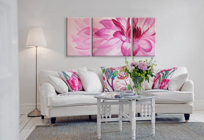 Modular paintings in the interior: 50 modern photos and ideas