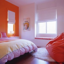 Hálószoba design narancssárga színben: tervezési jellemzők, kombinációk, fotó-1